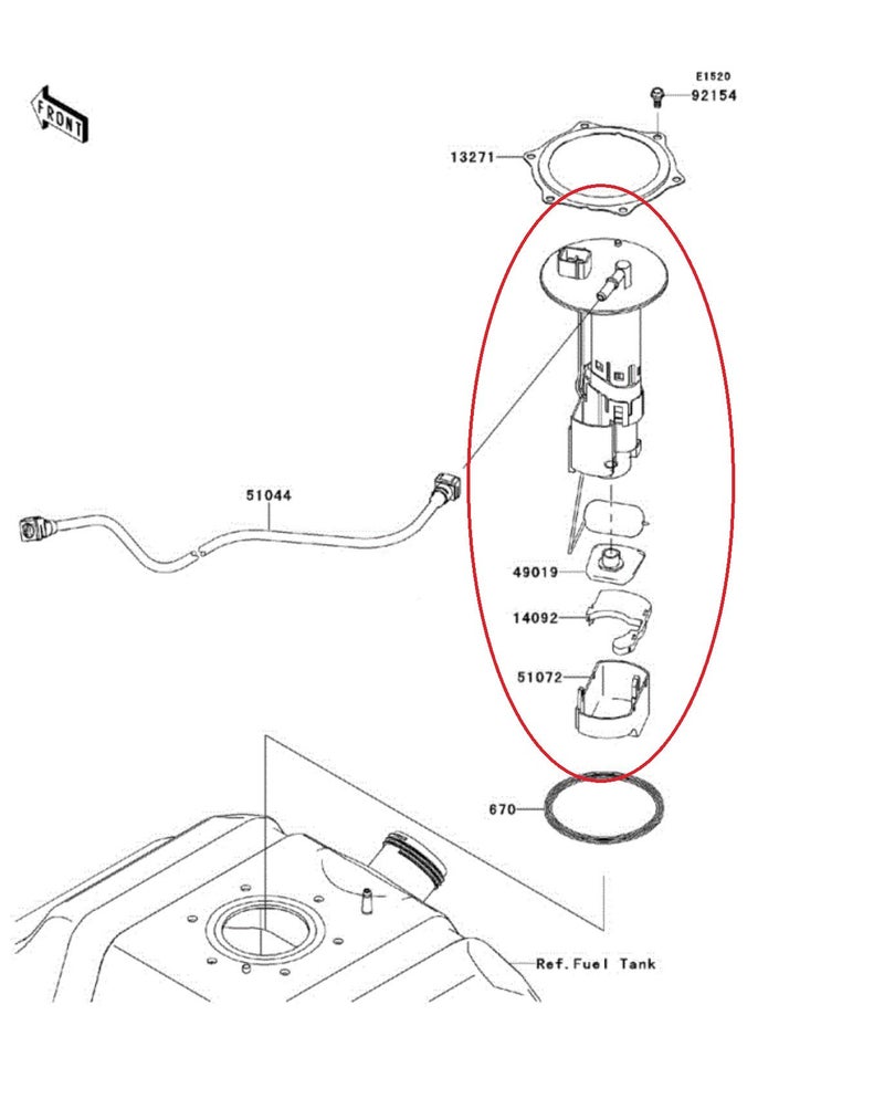 AA Fuel Pump Assembly For 2014-2020 Kawasaki Mule Pro FX FXT Teryx 800 Teryx4 49040-0733, 49040-0716 - Image 2